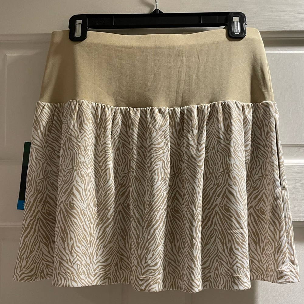 PGA Tour Cream & Beige Zebra-Print Combo Skirt